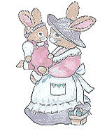Mother Bunny with a baby in her arms